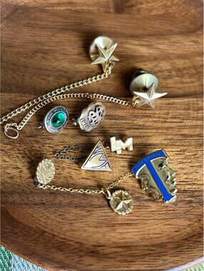 Vintage School Fraternal Pin Lot Thespian Letter Sweater Guard